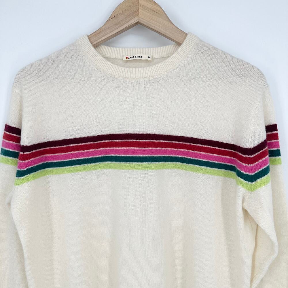 Marine Layer 100% Cashmere Striped Harper Sweater Pullover Cozy Retro Preppy Y2K - Picture 5 of 16